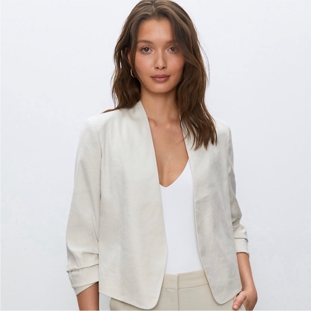 Babaton shirt linen power blazer size 6 matte pearl